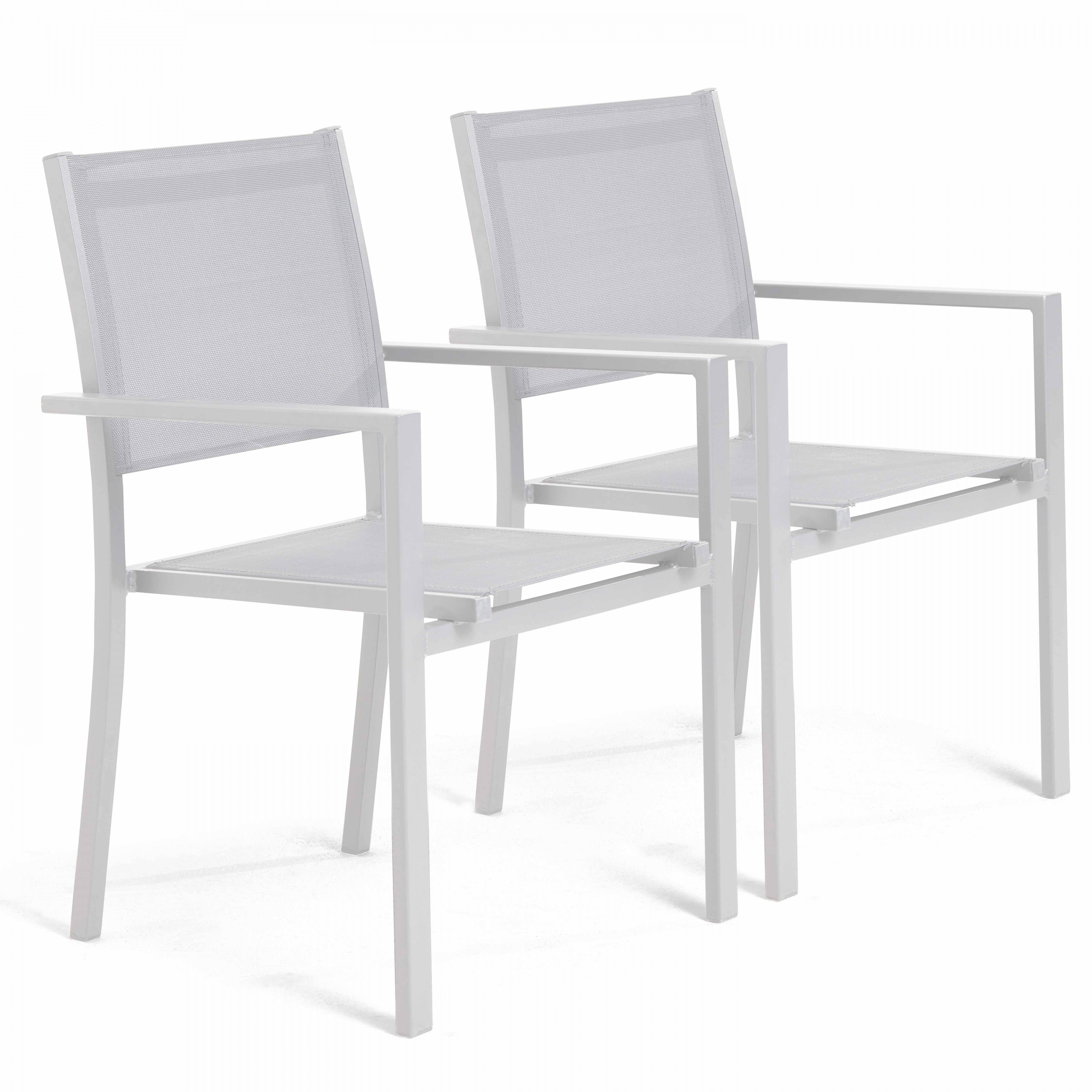 Oviala - Lot de 2 fauteuils de jardin aluminium et textilène blanc Nice - Oviala - Imagen 1