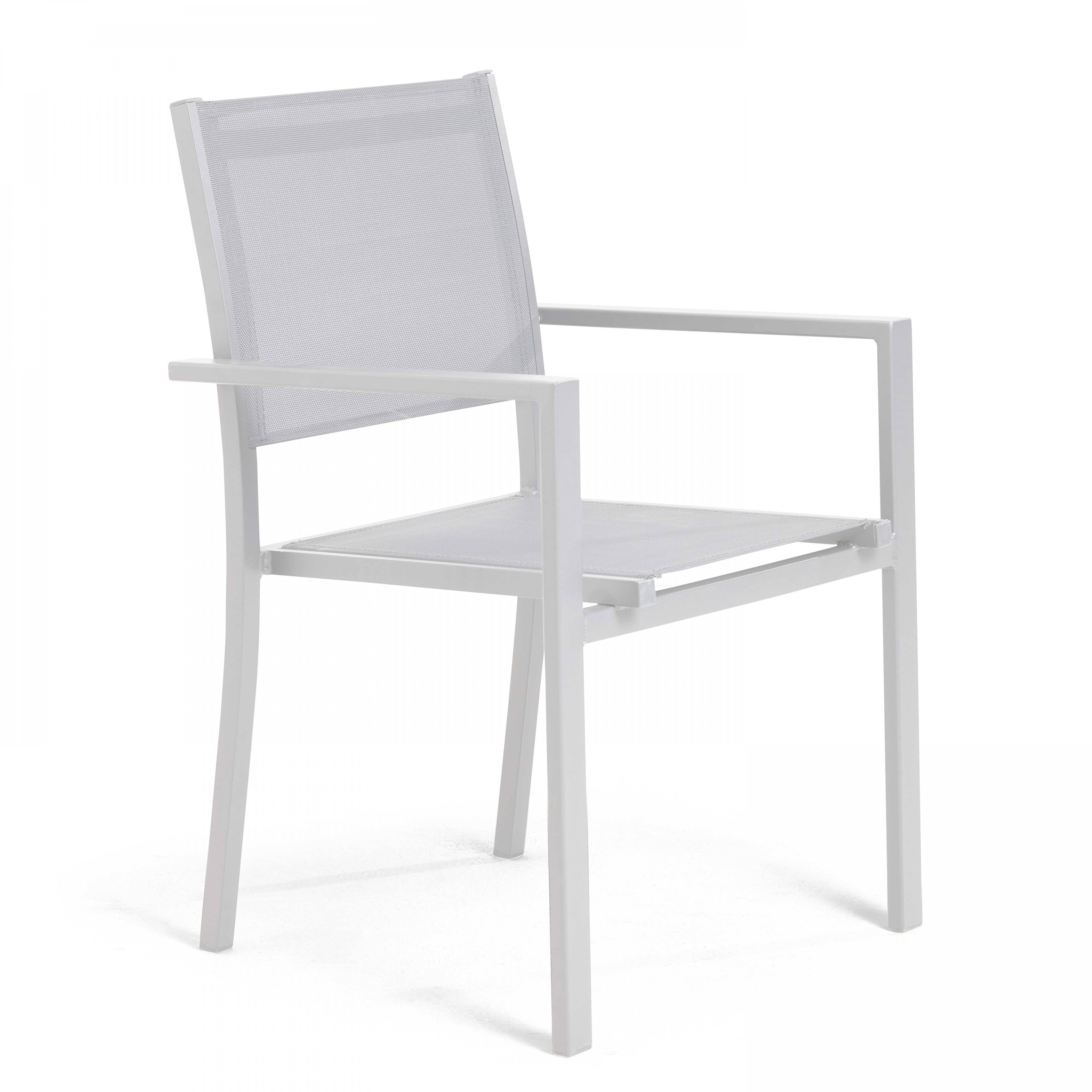 Oviala - Lot de 2 fauteuils de jardin aluminium et textilène blanc Nice - Oviala - Imagen 5