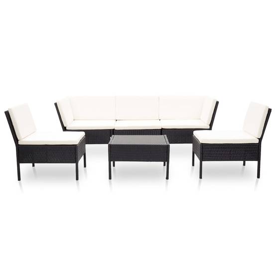 0 - Ensemble meubles jardin polyrotin tressé main canapé épissable table basse 6 pièces salon patio canapé d'angle - Image 5