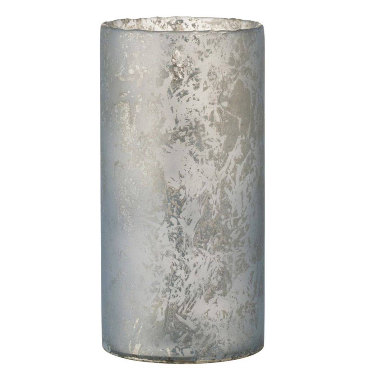 Photophore Design Rond Verre "Glace" 36cm Bleu - Image 1