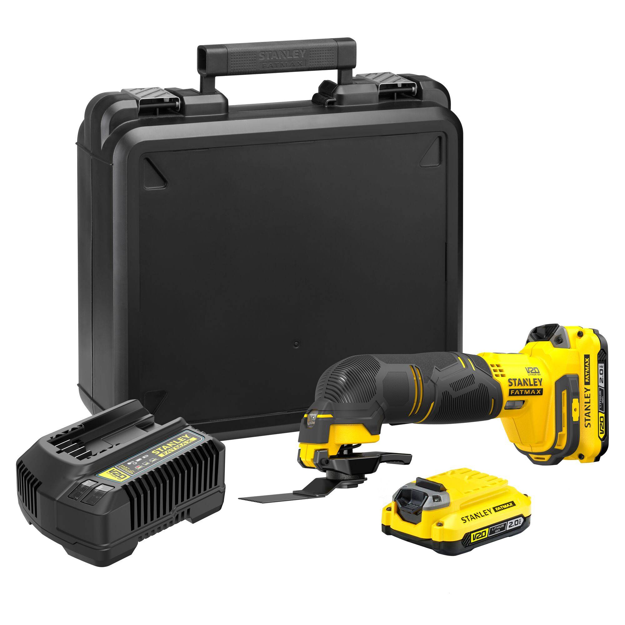stanley - Outil multifonction rotatif 18V, 8000-18000 osc/min, Gamme FATMAX V20 SFMCE500D2K-QW - Livré avec 1 Mallette, 2 batteries 2 Ah, 1 chargeur 2Ah - Image 1