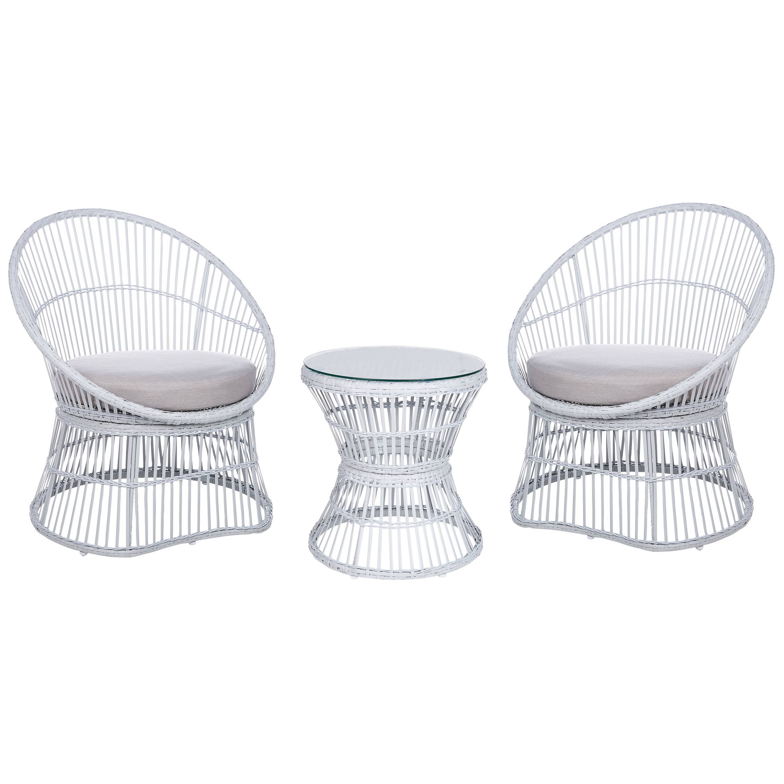 Beliani - Set de bistrot, 2 Personnes Polyrotin Blanc MESYNA - Beliani - Imagen 2