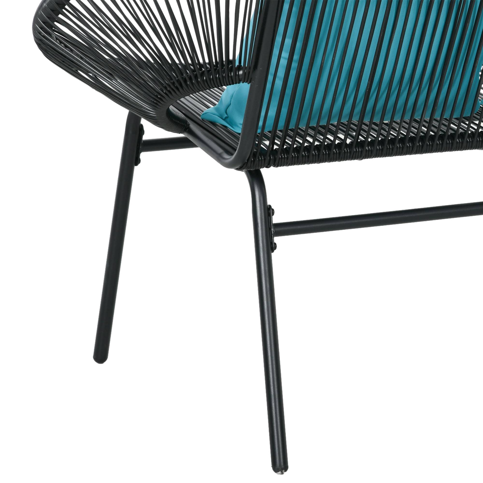 Outsunny - Banc de jardin 2 places design Acapulco 2 coussins métal résine filaire noir - Outsunny - Imagen 5