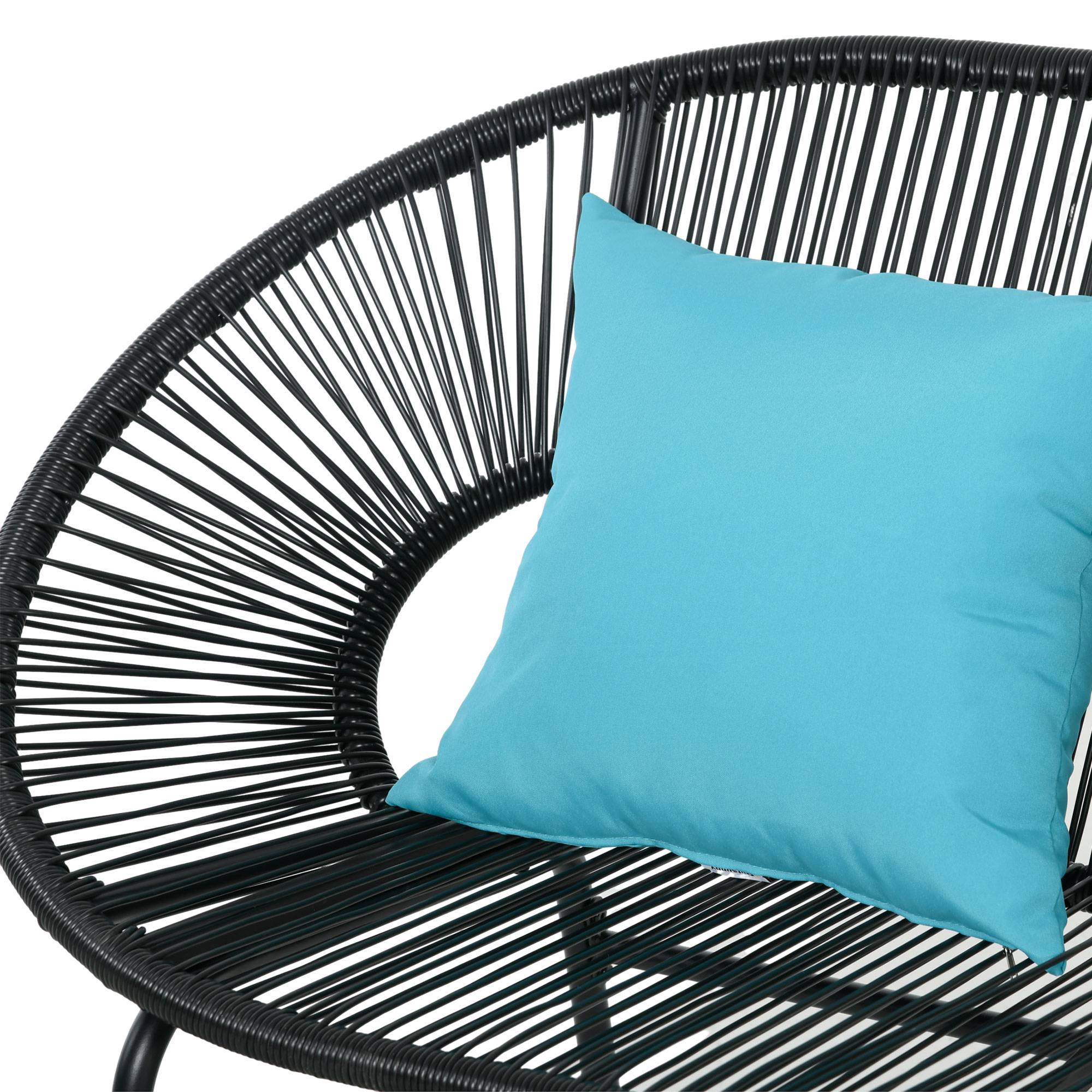 Outsunny - Banc de jardin 2 places design Acapulco 2 coussins métal résine filaire noir - Outsunny - Imagen 4