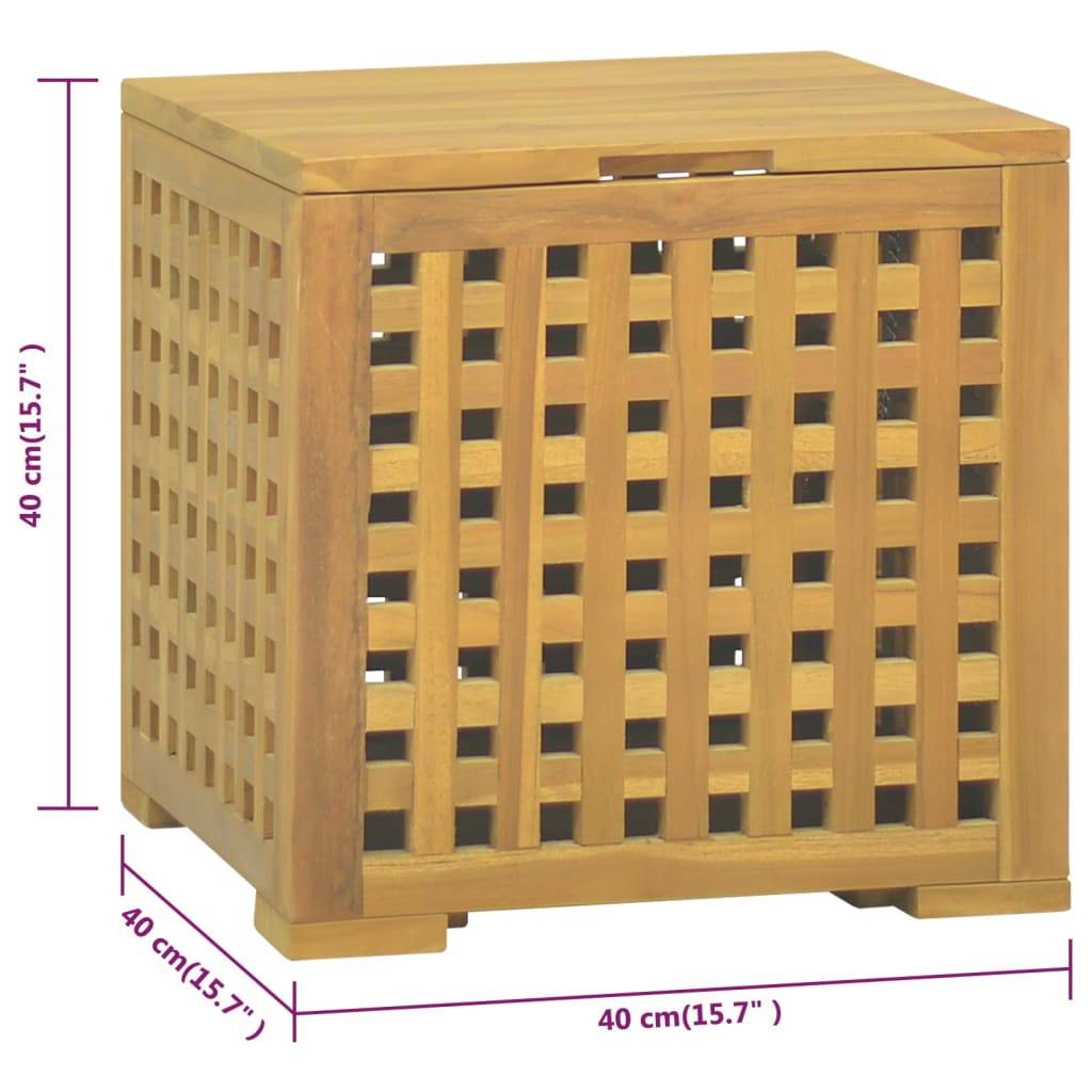 Boîte à corde bois de teck naturel 40 x 40 x 40 cm - PANGIVO - Image 8