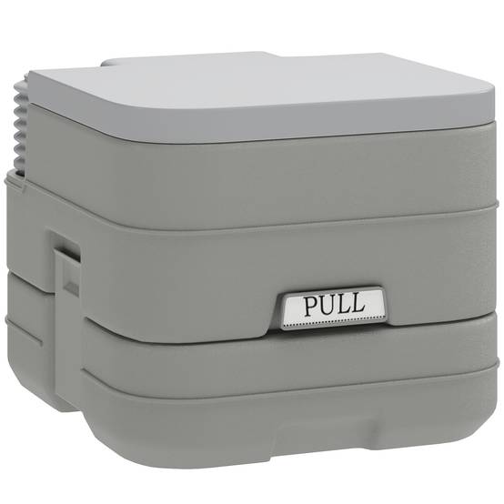 Toilettes portables avec double réservoir de 10 L, structure en plastique PE pour le camping et la randonnée, 36 x 42 x 30 cm, grises - Image 2