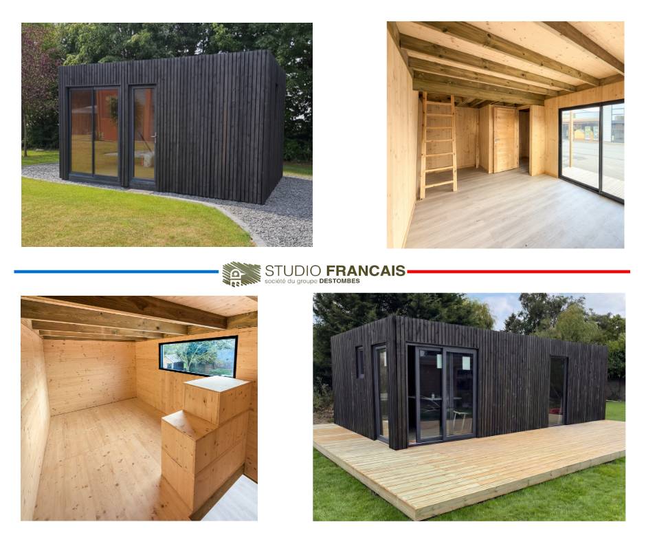 Studio de jardin bien isolé en bois 5,5 x 3,5 x 2,7 m / isolation RE2020 avec mezzanine et terrasse - Image 7