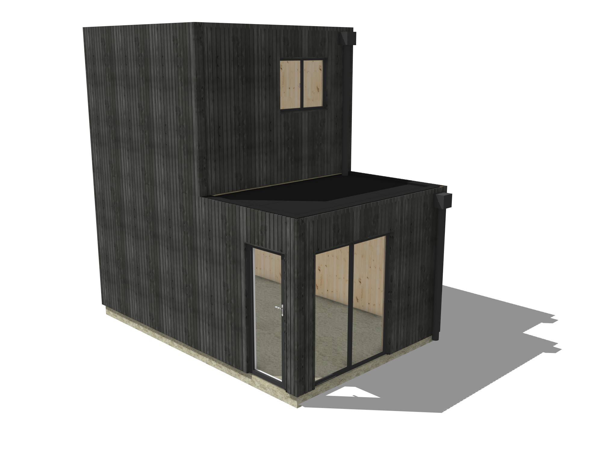 Studio de jardin bien isolé en bois 5,5 x 3,5 x 2,7 m / isolation RE2020 avec mezzanine et terrasse - Image 2