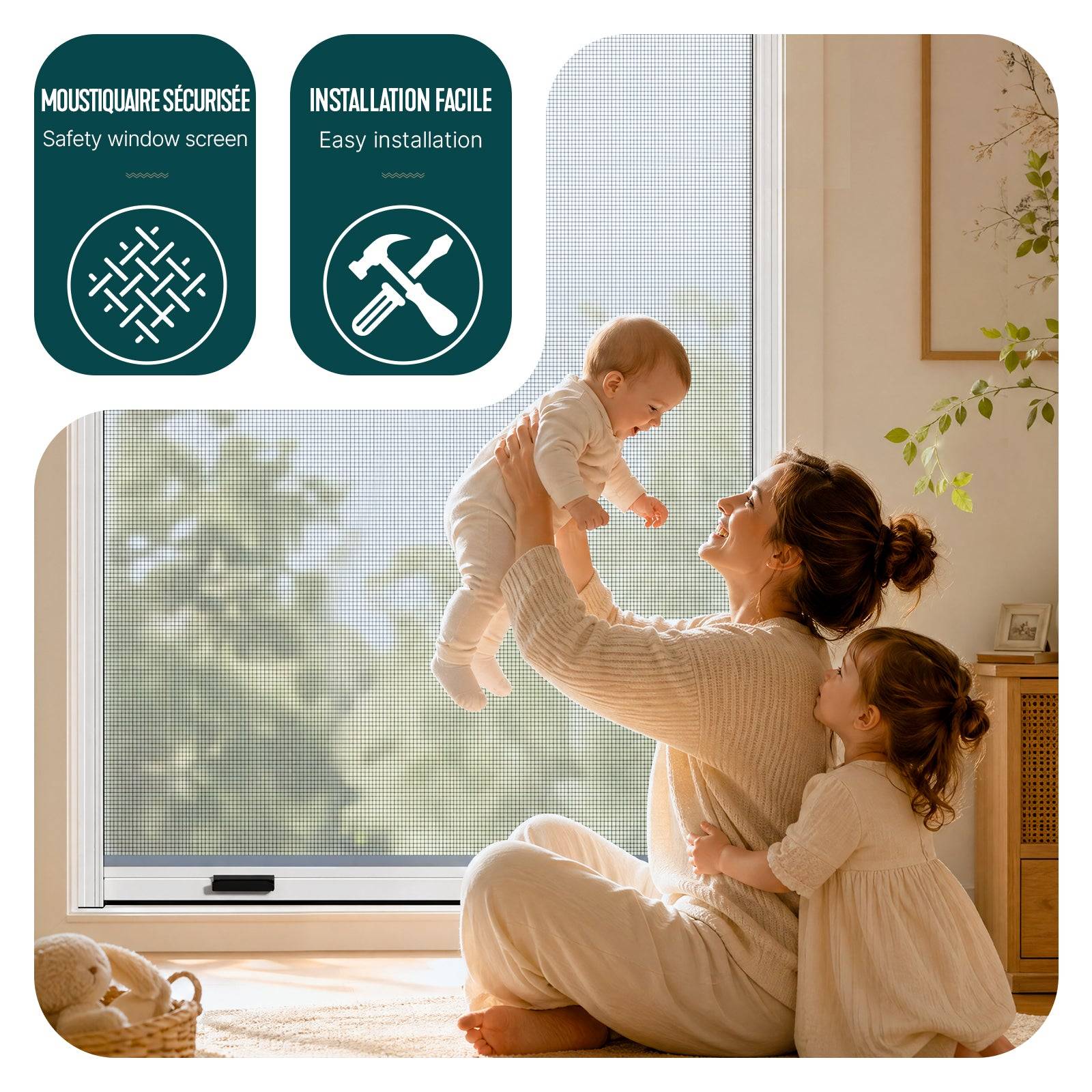 Vounot - Moustiquaire de fenêtre L100 x H160 cm enroulable et recoupable en aluminium blanc VOUNOT® - Image 5