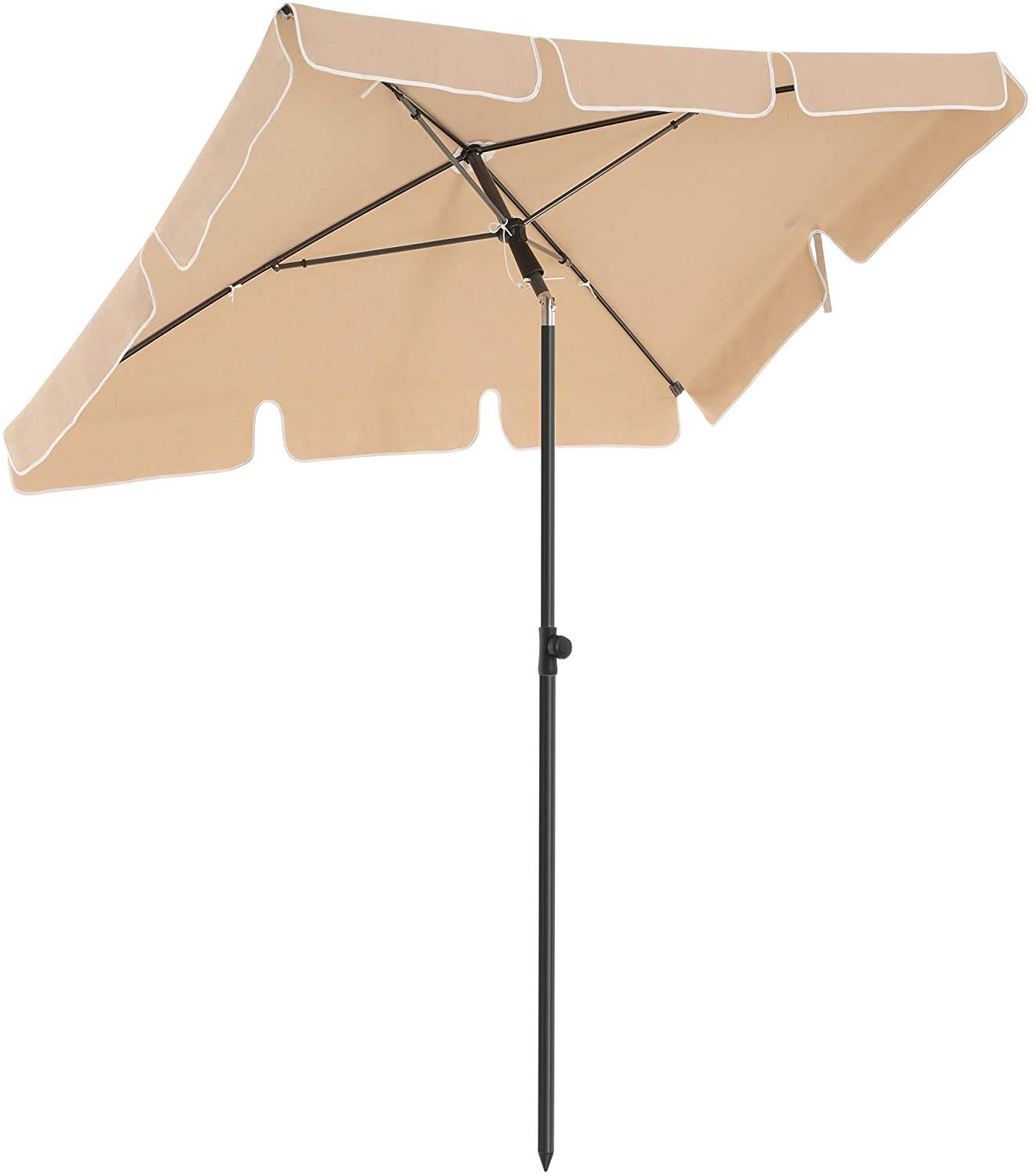 Helloshop26 - Parasol de balcon rectangulaire 2 x 1 25 m protection upf 50 ombrelle toile avec revêtement sac de transport terrasse jardin sans socle taupe - Imagen 1