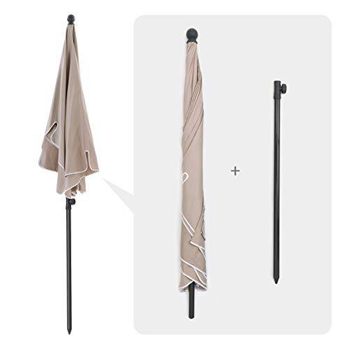 Helloshop26 - Parasol de balcon rectangulaire 2 x 1 25 m protection upf 50 ombrelle toile avec revêtement sac de transport terrasse jardin sans socle taupe - Imagen 6