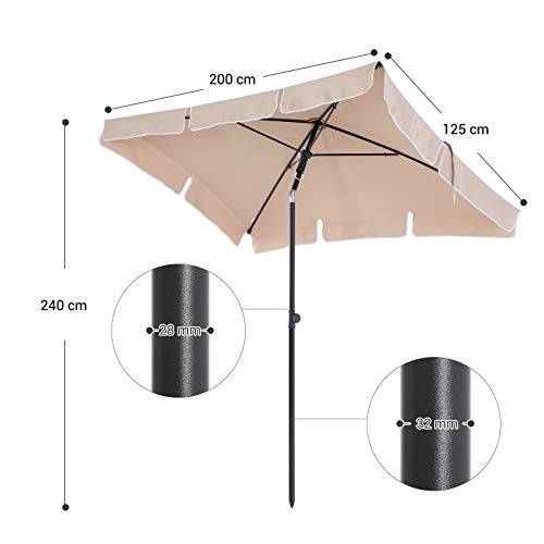 Helloshop26 - Parasol de balcon rectangulaire 2 x 1 25 m protection upf 50 ombrelle toile avec revêtement sac de transport terrasse jardin sans socle taupe - Imagen 3