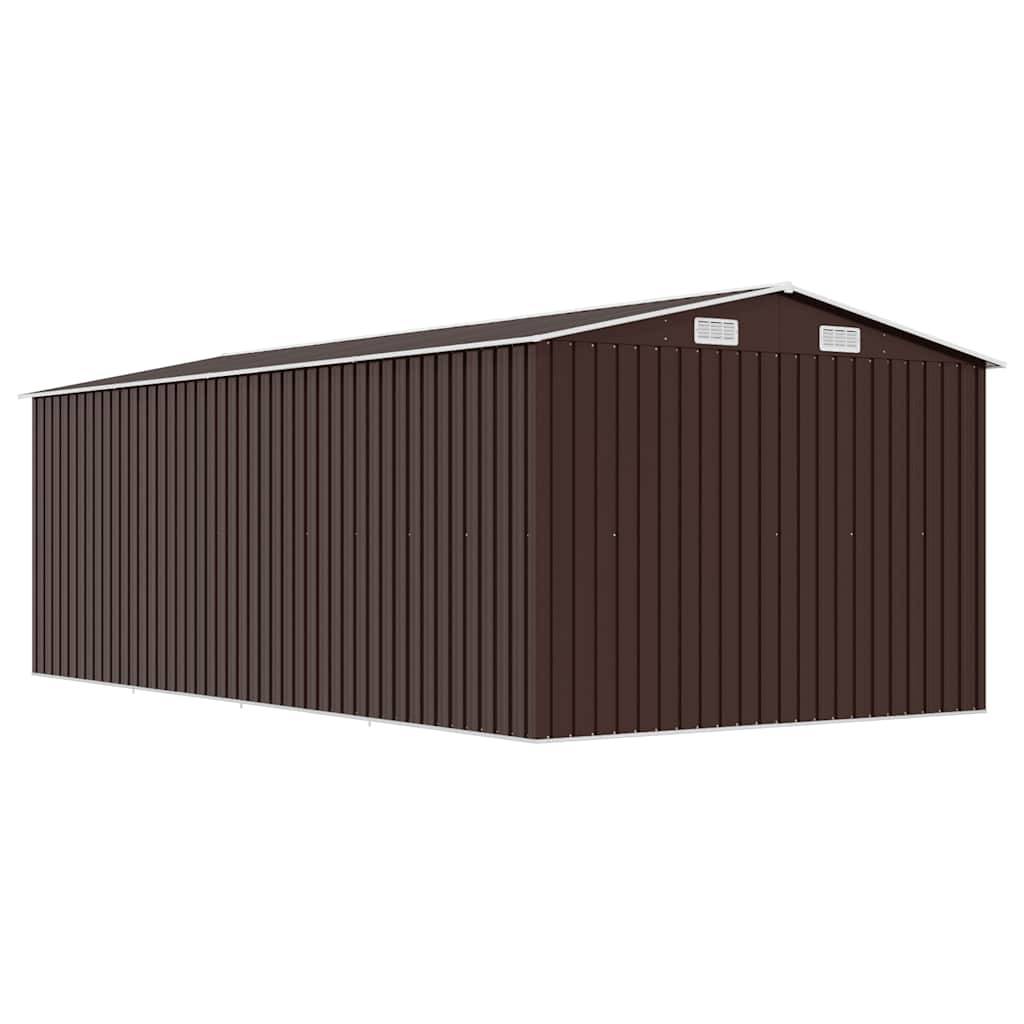 PANGIVO - Abri de jardin avec double porte coulissante - Acier galvanisé - Marron - 257x489x181 cm - Surface au sol 11,64m² - PANGIVO - Image 6