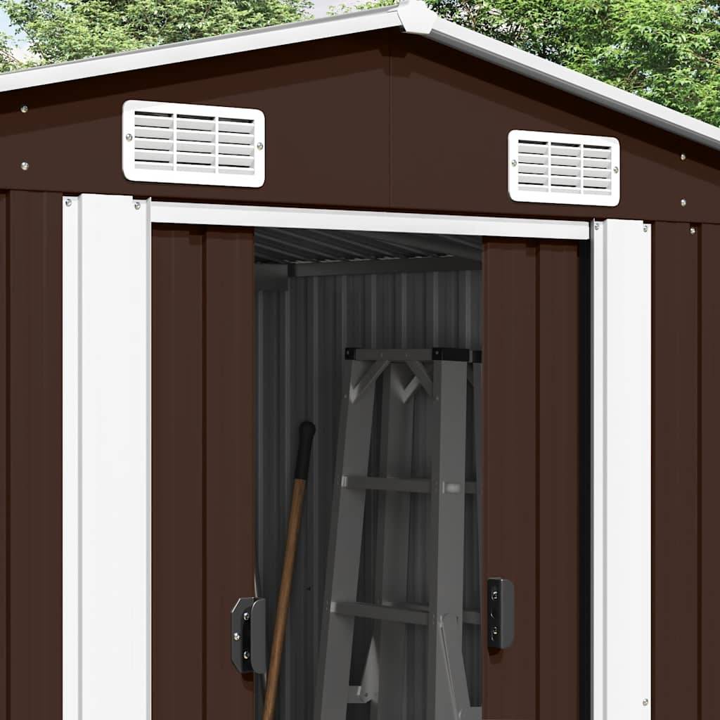 PANGIVO - Abri de jardin avec double porte coulissante - Acier galvanisé - Marron - 257x489x181 cm - Surface au sol 11,64m² - PANGIVO - Image 3