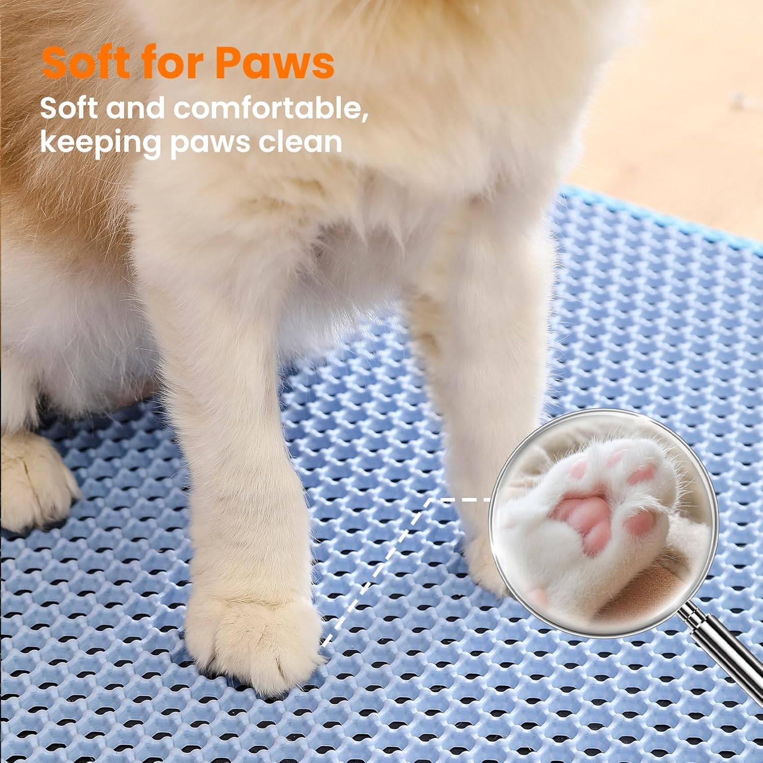 Tapis litière pour chat, double couche, nid d'abeille, antidérapant, imperméable et anti-urine, accessoire pour chat, 30*30 cm, bleu-Lytech - Image 5