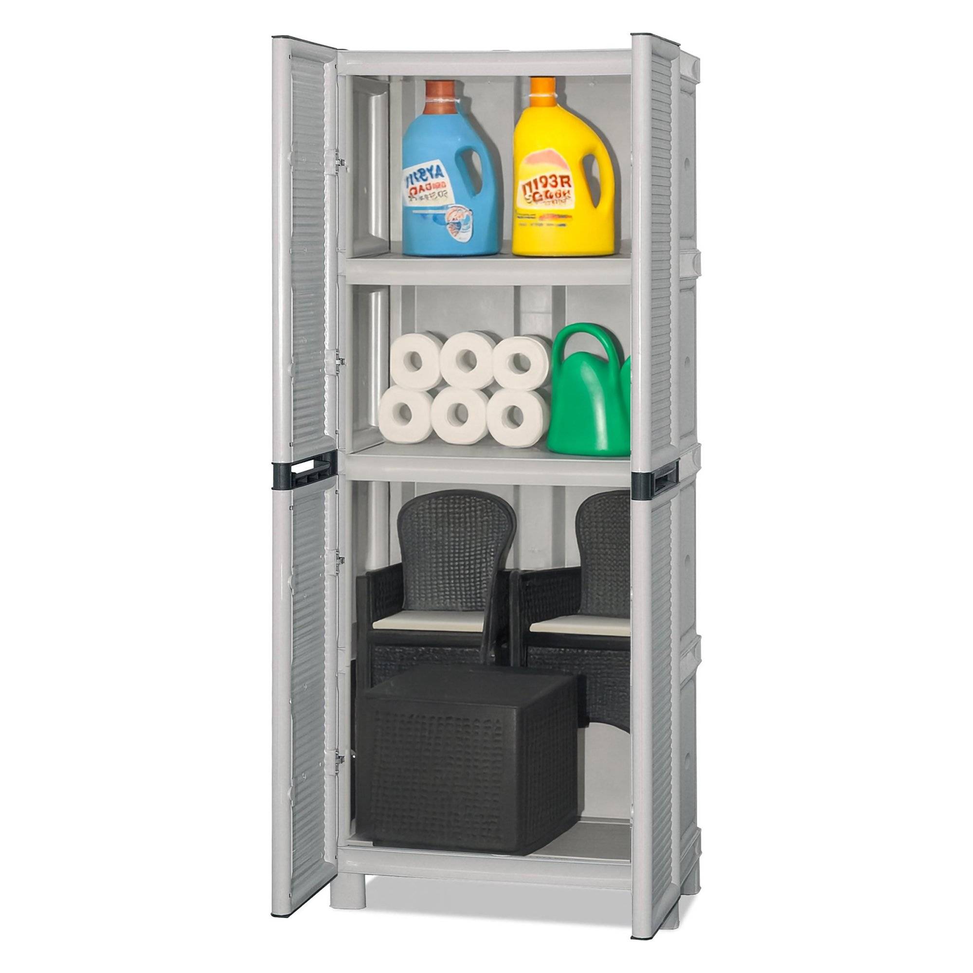 Dmora - Armoire d'extérieur Namur, Armoire polyvalente, Armoire de buanderie, Armoire d'extérieur, 100% Made in Italy, Gris clair, 70x39h172 cm - Dmora - Imagen 1