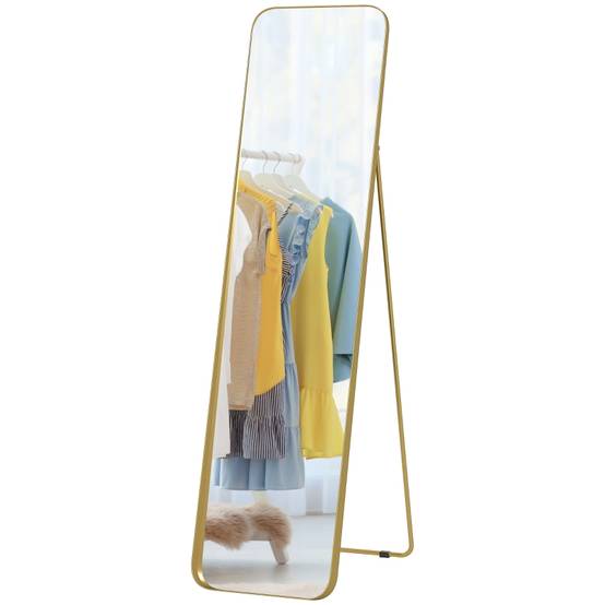 Miroir Psyché Sur Pied Métal Doré 160x40cm Chambre Salon Verre Incassable - ComfortXL Outdoor Living - Image 2