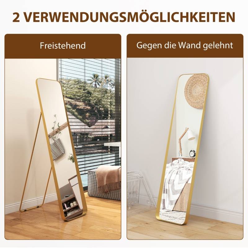 Miroir Psyché Sur Pied Métal Doré 160x40cm Chambre Salon Verre Incassable - ComfortXL Outdoor Living - Image 5