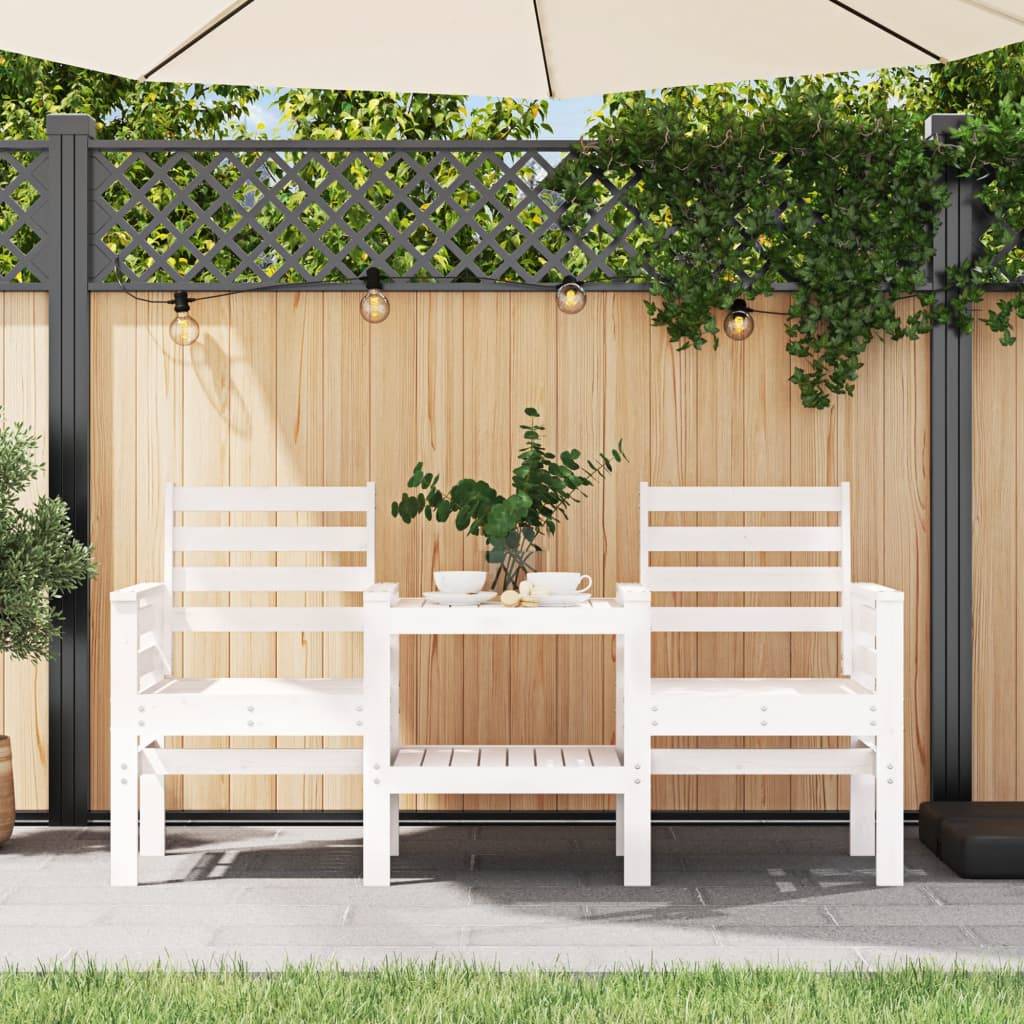 Maison Chic - Banc de jardin - Banc d'extérieur - Banquette avec table 2 places blanc bois massif de pin-JU13925 - Imagen 2