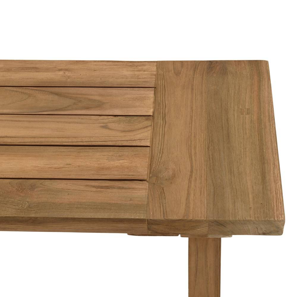 Macabane - KALLY - Banc de jardin 270x35cm en bois teck recyclé pieds croisés - Imagen 5