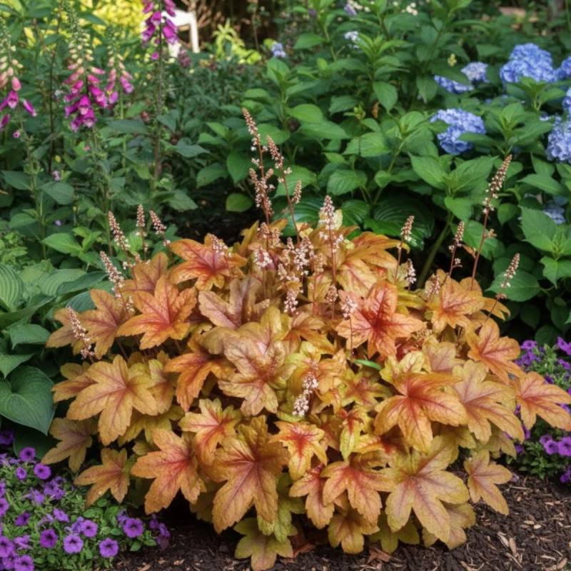 Heucherella Brass Lantern® à fleurs Rose/Blanche - feuillage Persistant - Godet - Image 1
