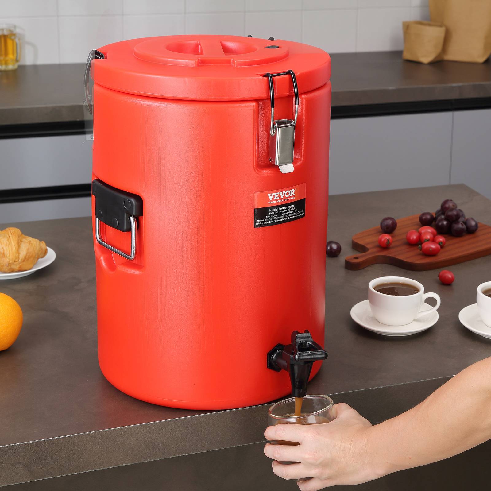 VEVOR Distributeur boissons isotherme 17,2 L, eau chaude/froide non électrique. Inox, camping. - Image 8