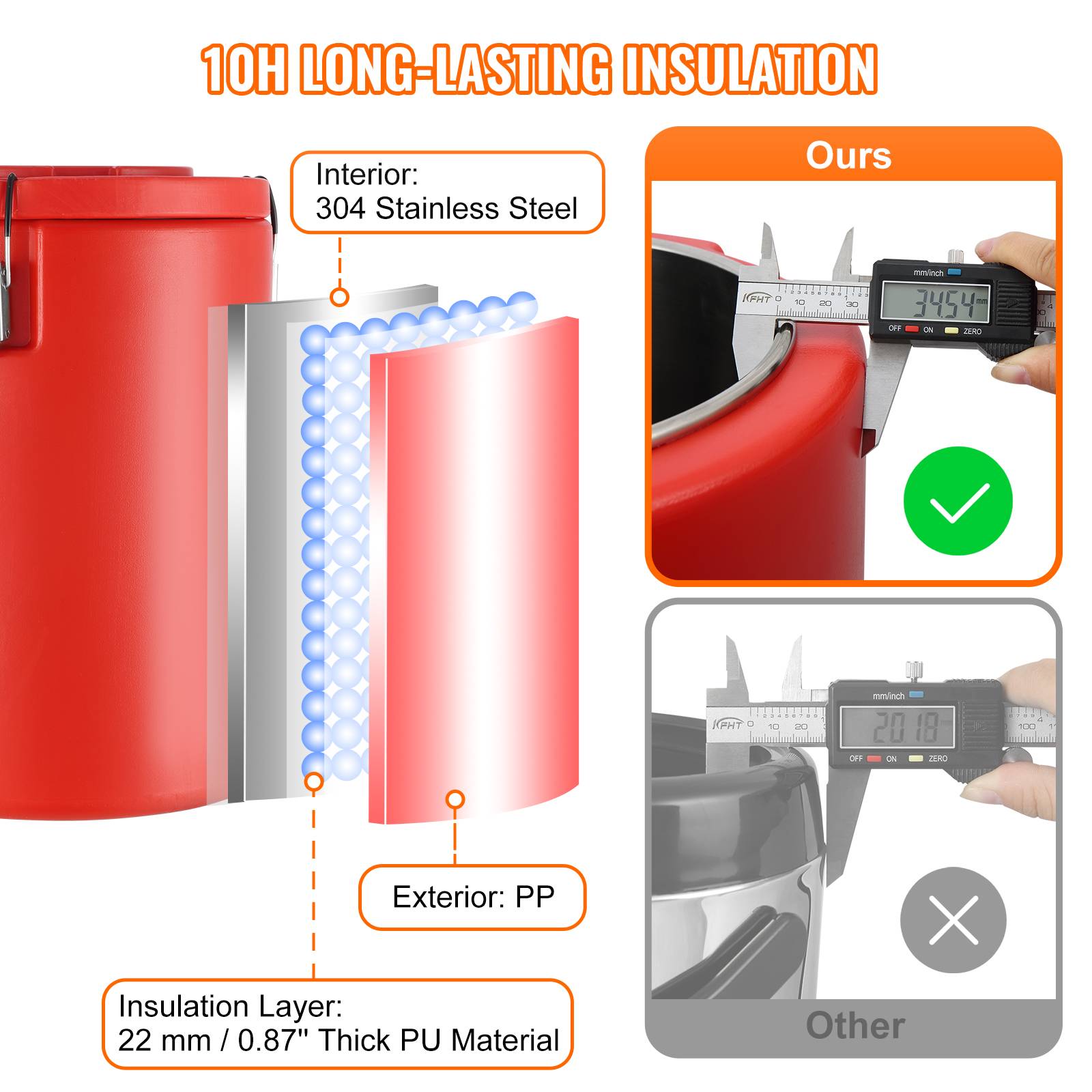 VEVOR Distributeur boissons isotherme 17,2 L, eau chaude/froide non électrique. Inox, camping. - Image 3