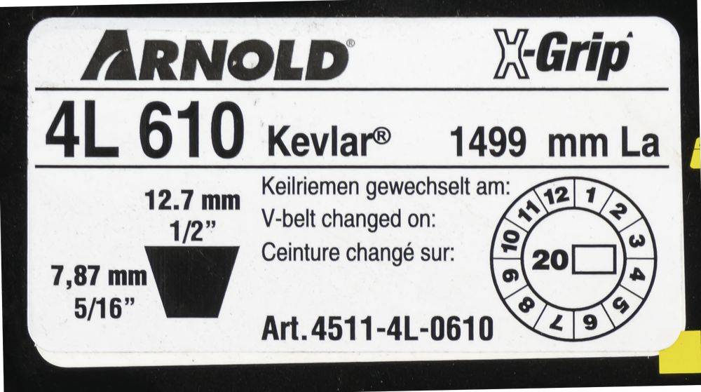 Arnold - Courroie trapézoïdale X-Grip V de type 4L610 Arnold - Imagen 2
