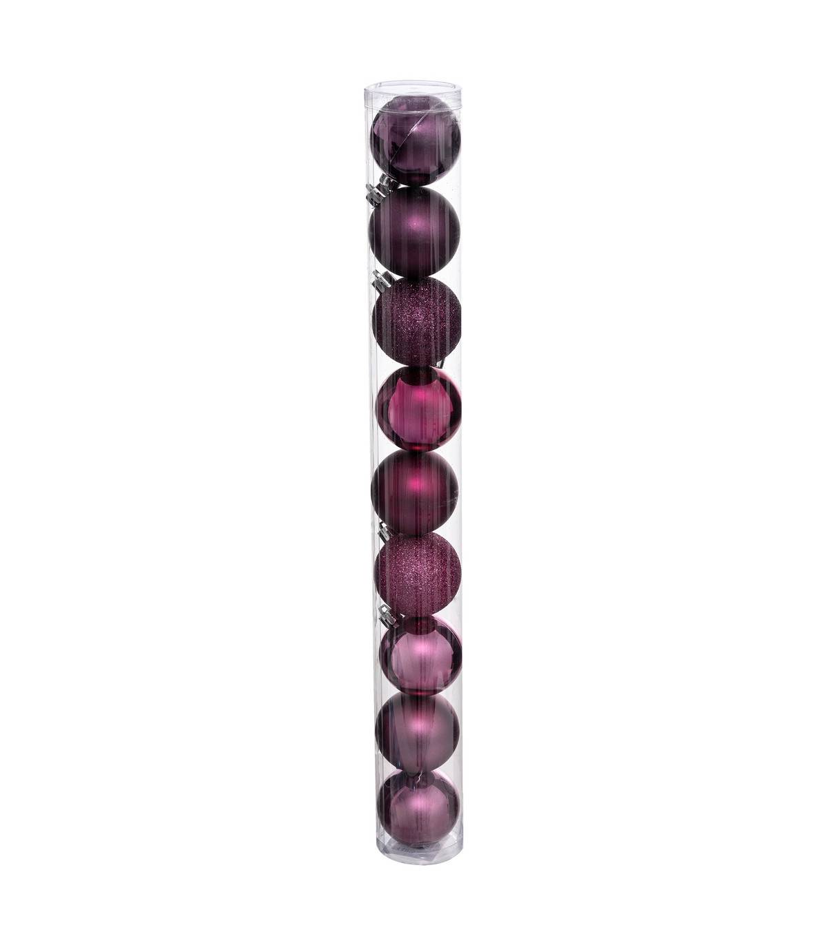 Fééric Lights & Christmas - Déco de sapin Lot de 9 Boules de Noël D 6 cm - Cassis et Fuchsia