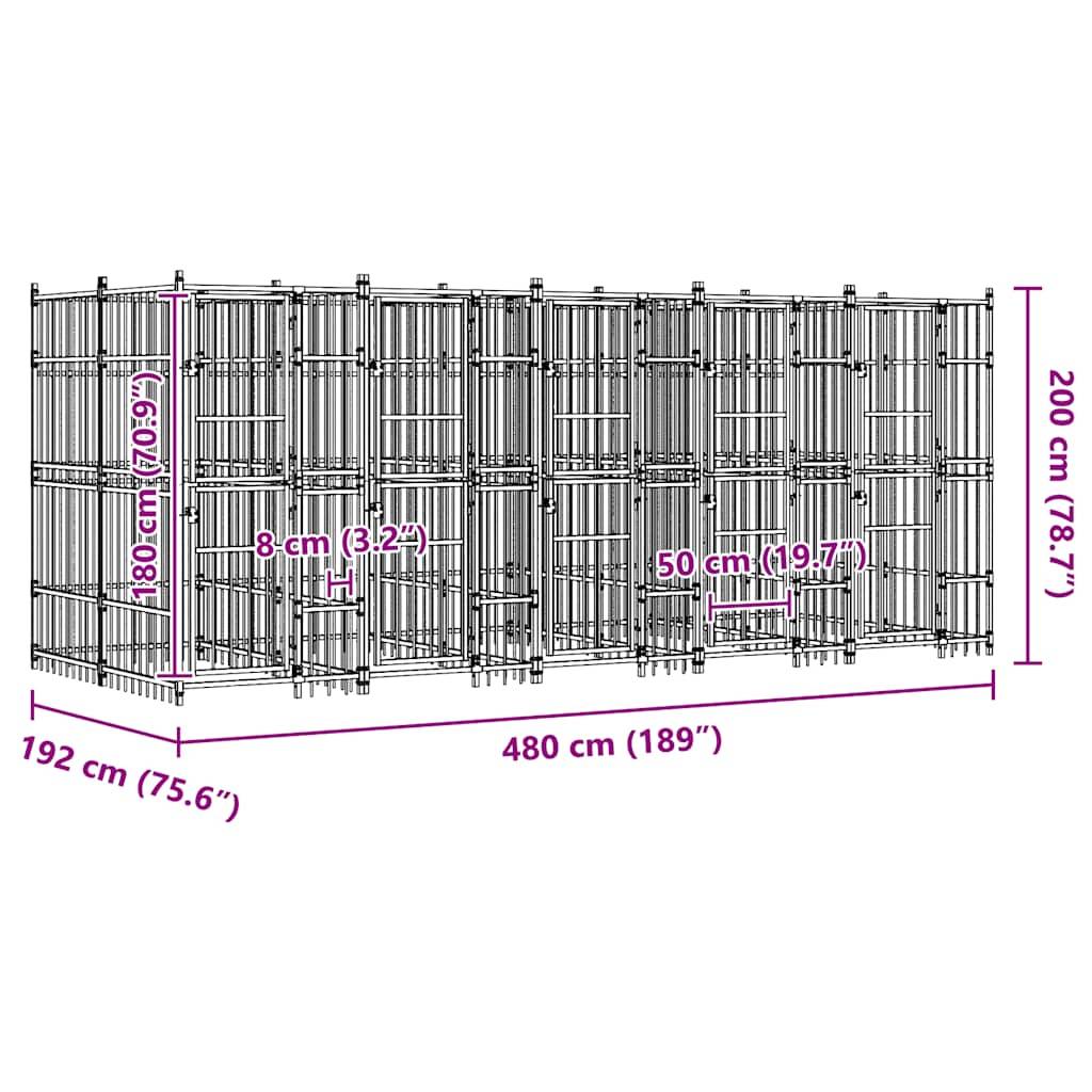Vidaxl - Chenil d'extérieur pour chiens Acier 9,22 m² vidaXL 3097940 - Imagen 3
