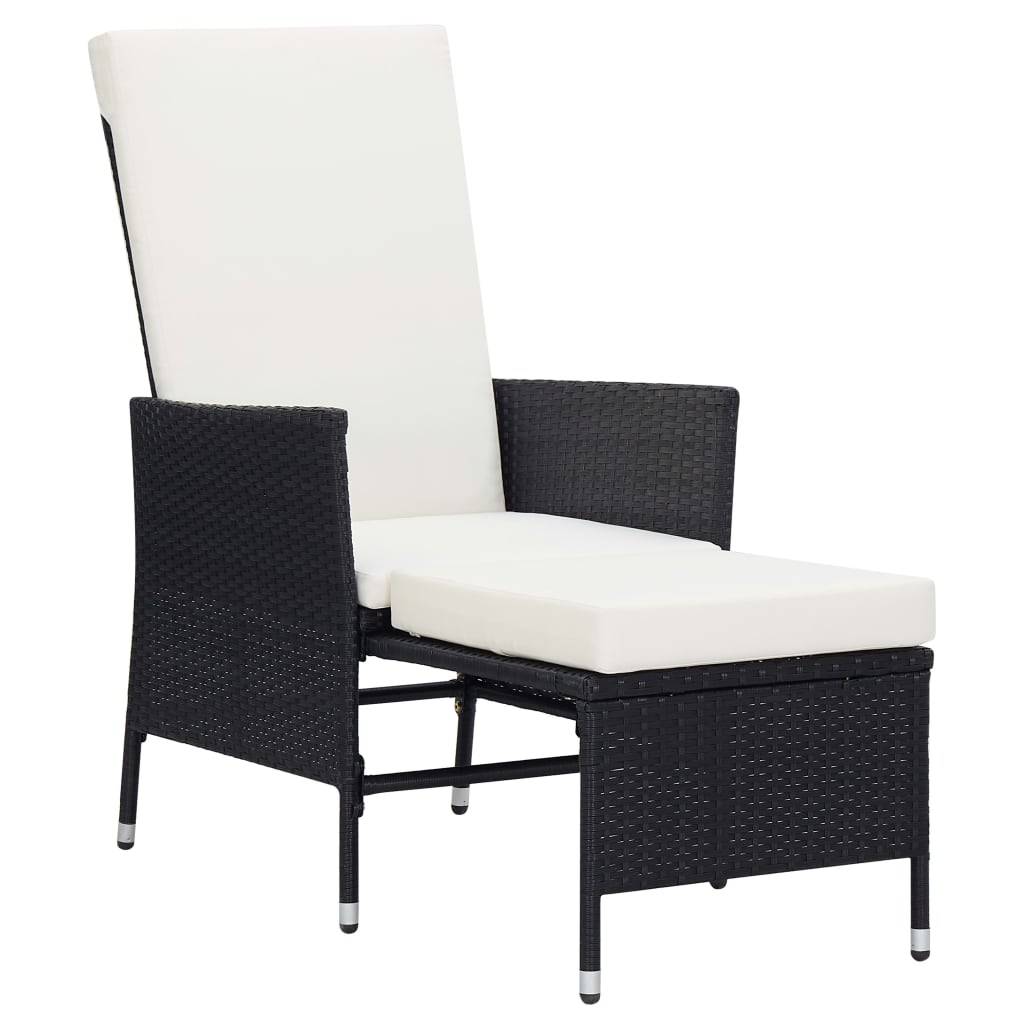 Helloshop26 - Salon de jardin meuble d'extérieur ensemble de mobilier 2 pièces avec coussins résine tressée noir - Imagen 3
