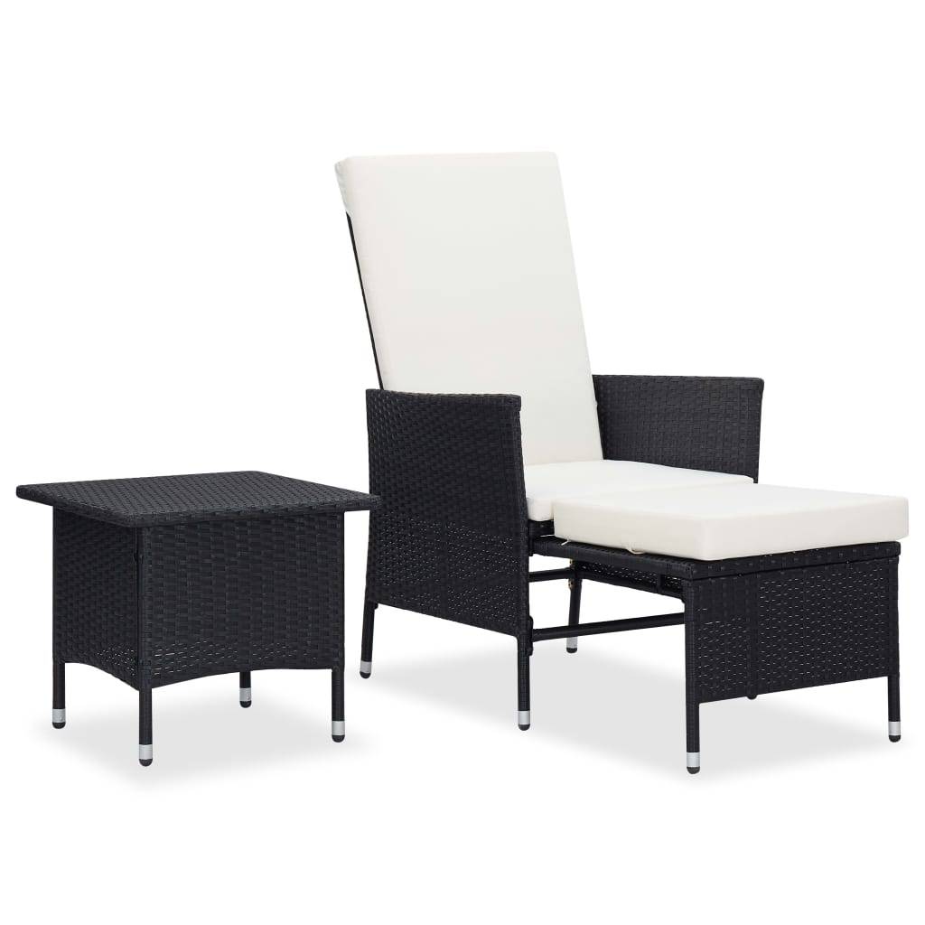Helloshop26 - Salon de jardin meuble d'extérieur ensemble de mobilier 2 pièces avec coussins résine tressée noir - Imagen 1