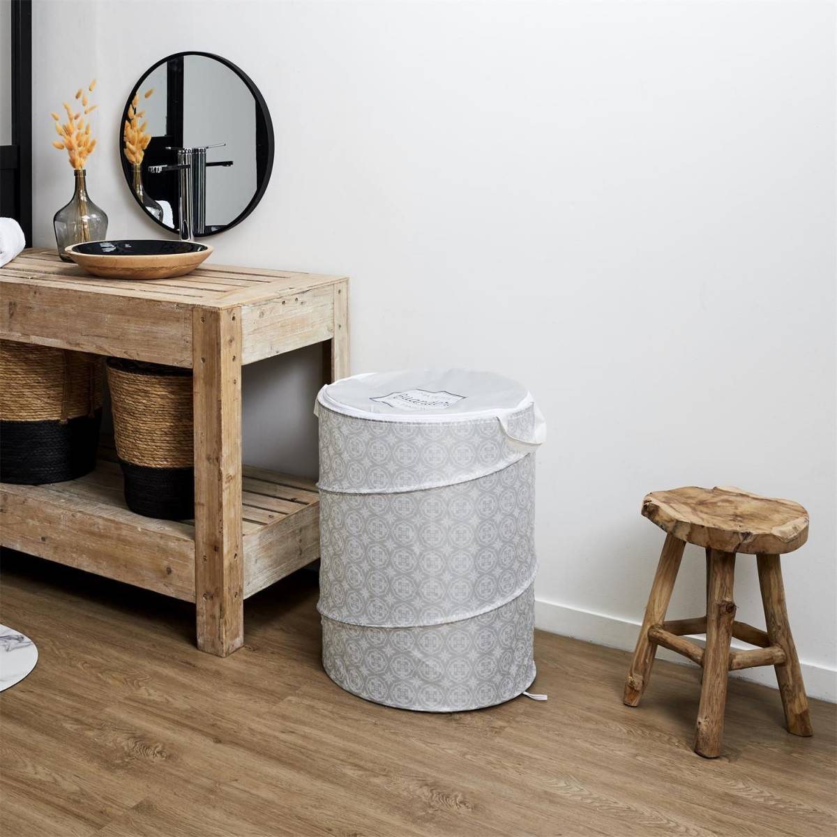 Panier à Linge Pop Up "Ma Petite Buanderie" 60cm Beige - Image 7