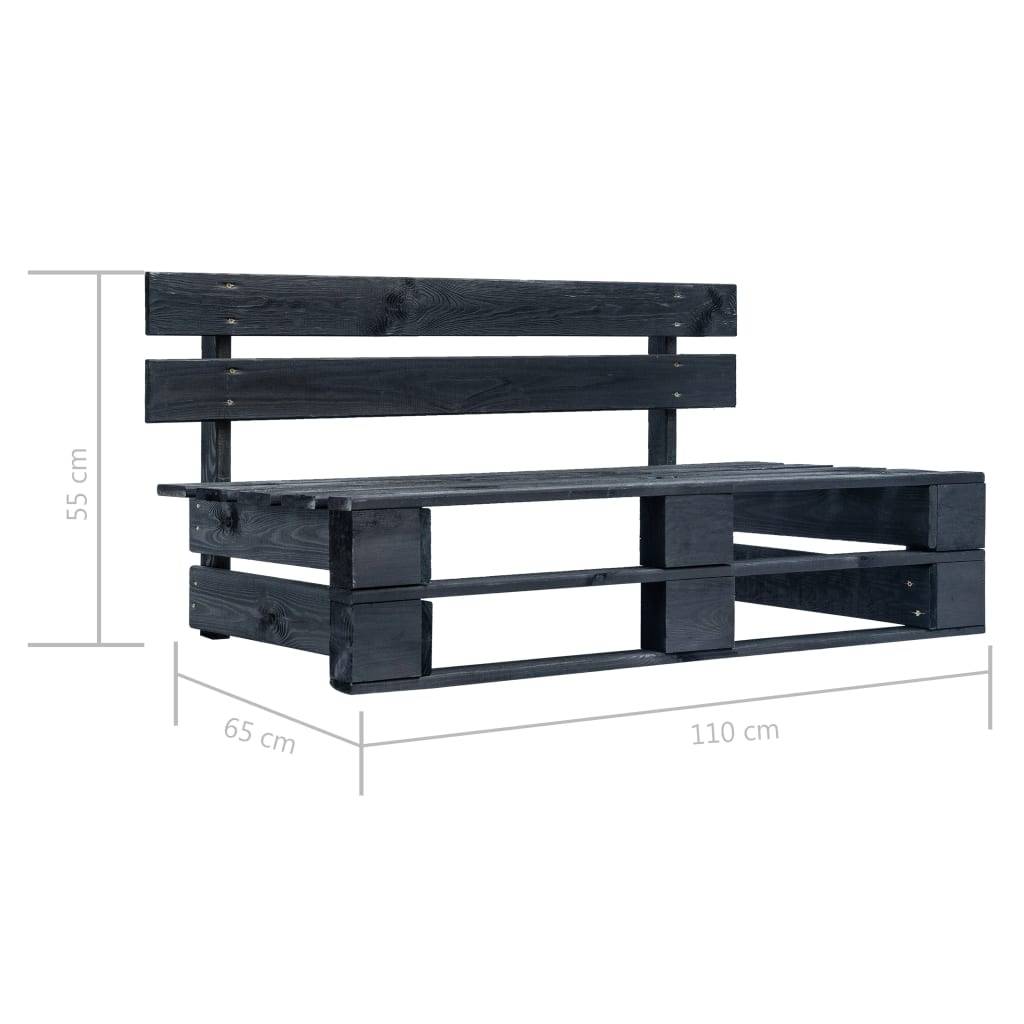 Vidaxl - Banc palette de jardin Bois Noir vidaXL 45762 - Imagen 3