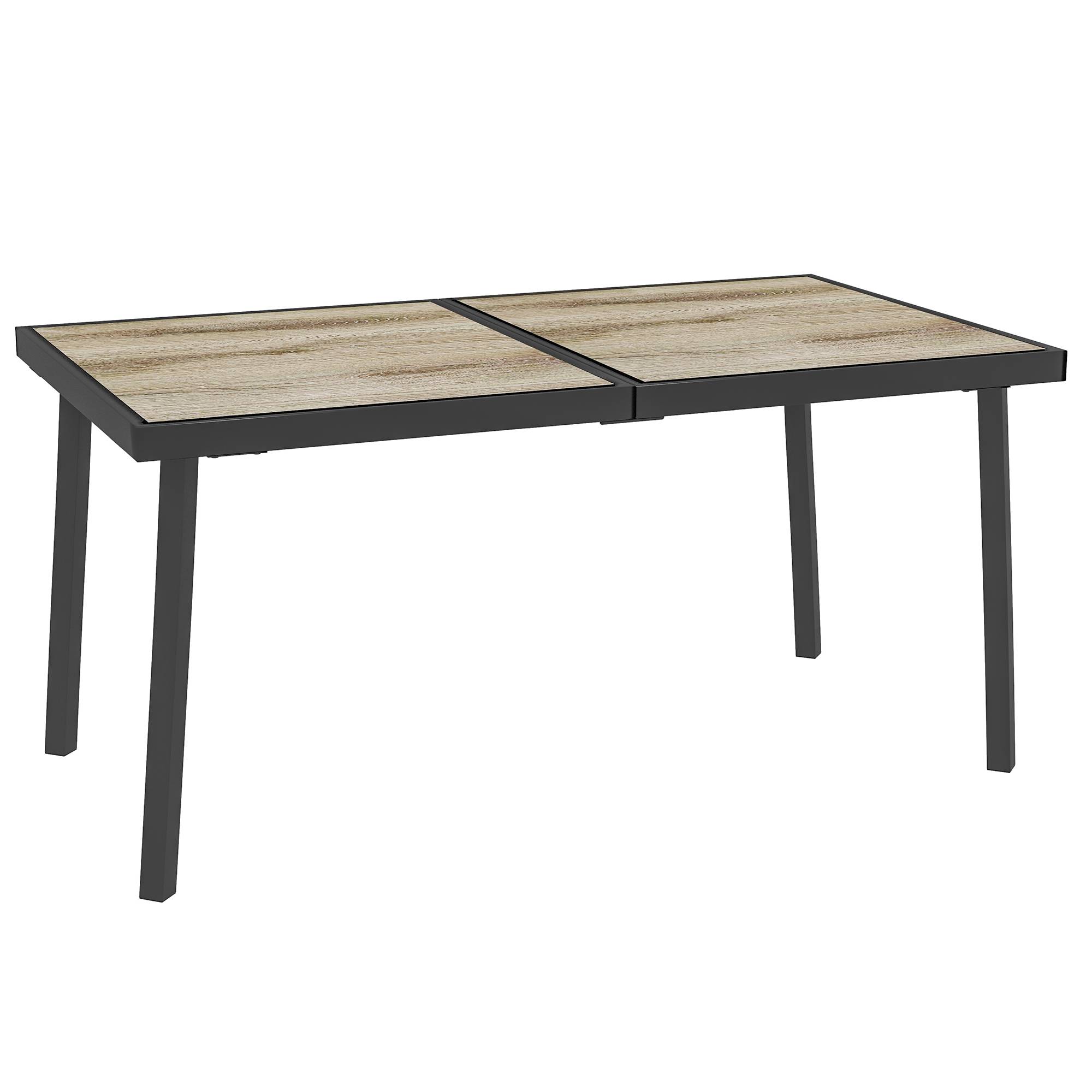 Table de jardin rectangulaire en acier avec surface imitation bois, gris, 145 x 85 x 72 cm - PANGIVO - Image 1