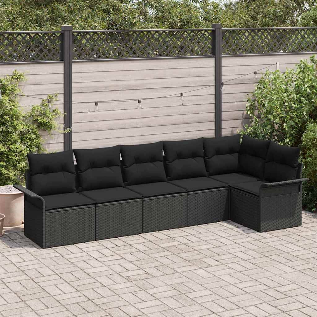 ComfortXL - Salon de jardin 6 places en poly rotin avec rangement intégré et coussins Noir – ComfortXL Outdoor Living - Image 1