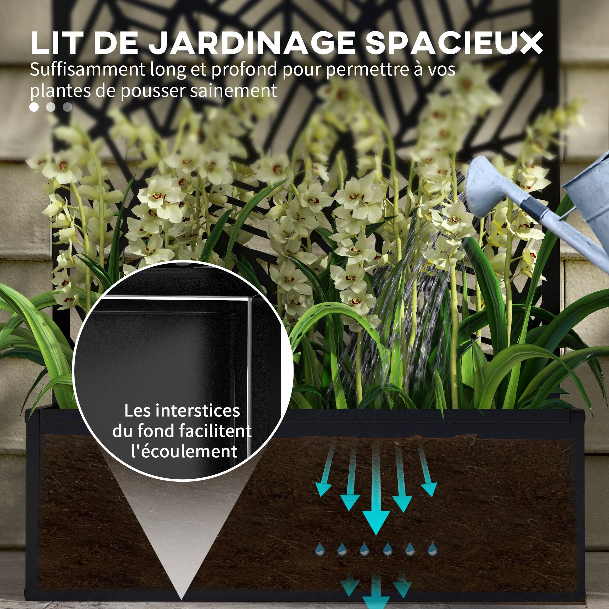 Outsunny - Jardinière avec treillis design dim. 61x23x113cm - fixation murale possible - métal époxy noir - Outsunny - Image 6