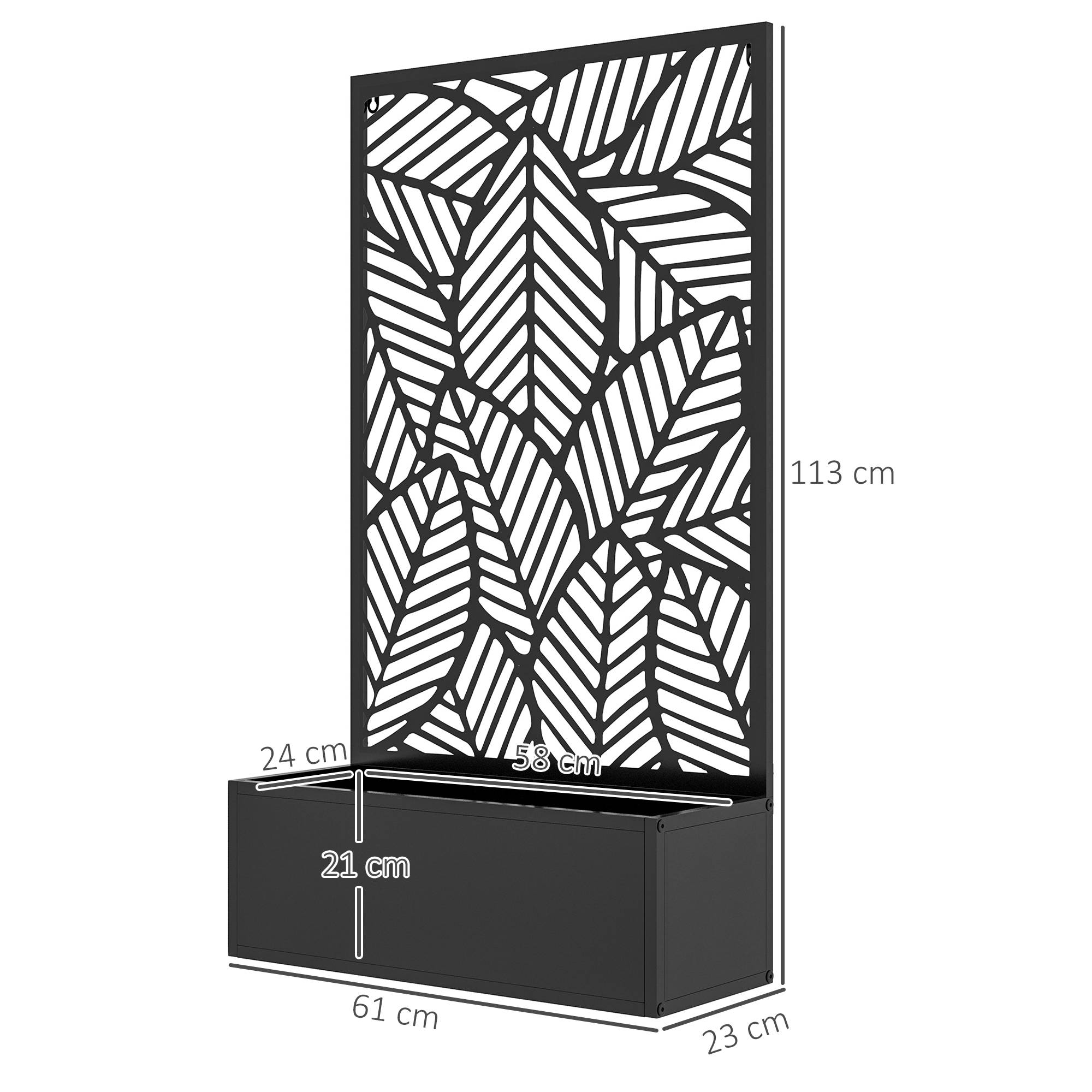 Outsunny - Jardinière avec treillis design dim. 61x23x113cm - fixation murale possible - métal époxy noir - Outsunny - Image 3