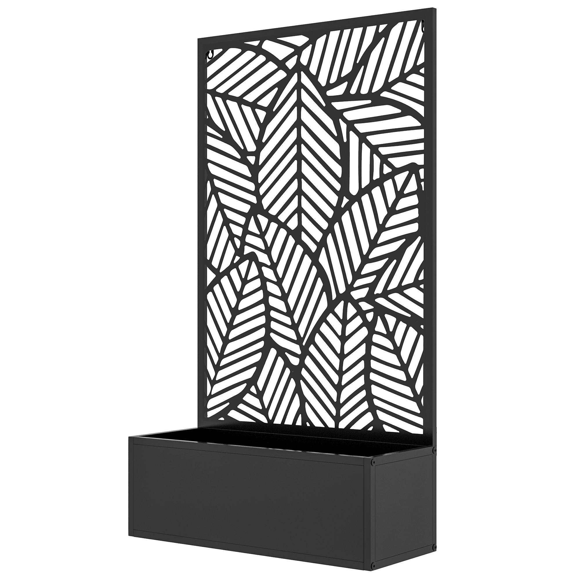 Outsunny - Jardinière avec treillis design dim. 61x23x113cm - fixation murale possible - métal époxy noir - Outsunny - Image 1