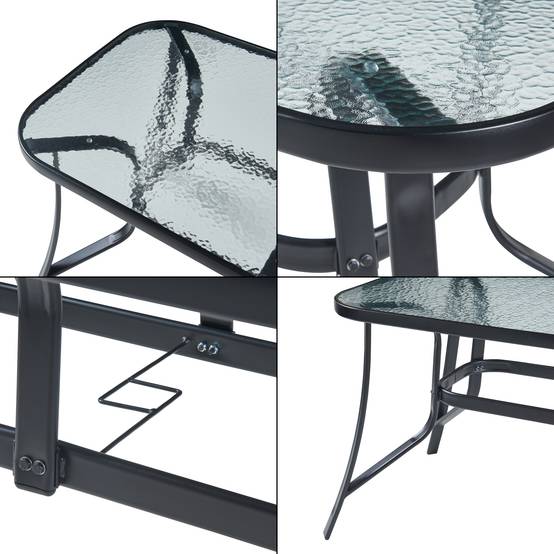 Casa.Pro - Salon de jardin 7 pièces Aradeo avec table à manger et 6 chaises acier verre trempé textilène casa.pro - Imagen 9
