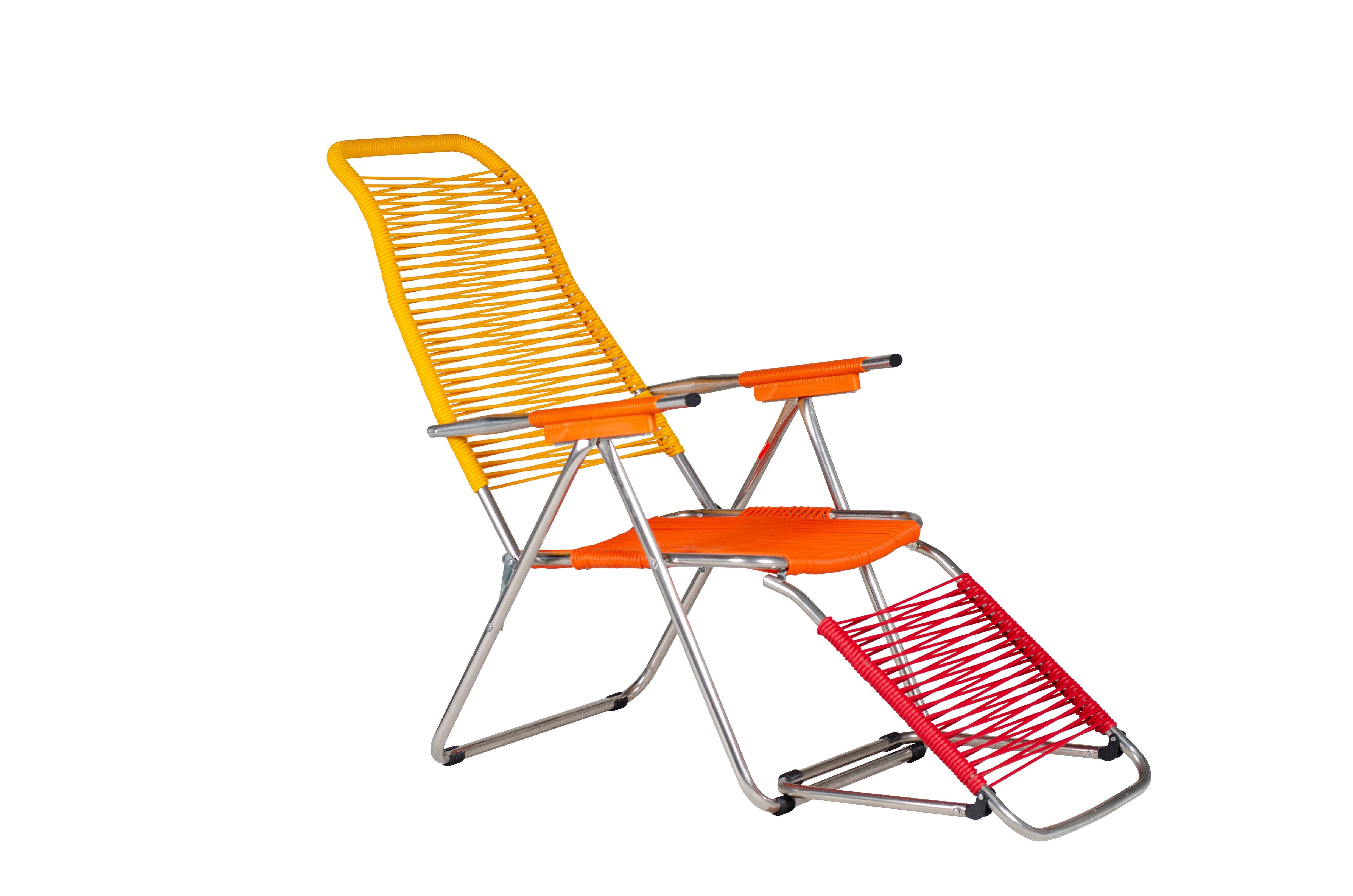Fiam - Fauteuil Relax SPAGHETTI POP Aluminium BRUT PVC ORANGE JAUNE ROUGE 127/168x60x73/108 cm FIAM - Image 1