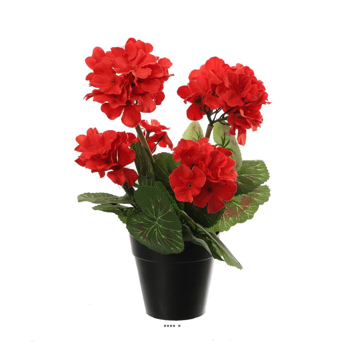 Artificielles - Pot de géranium artificiel, 5 têtes, H 31 cm, D 17 cm Rouge - couleur: Rouge - Imagen 2
