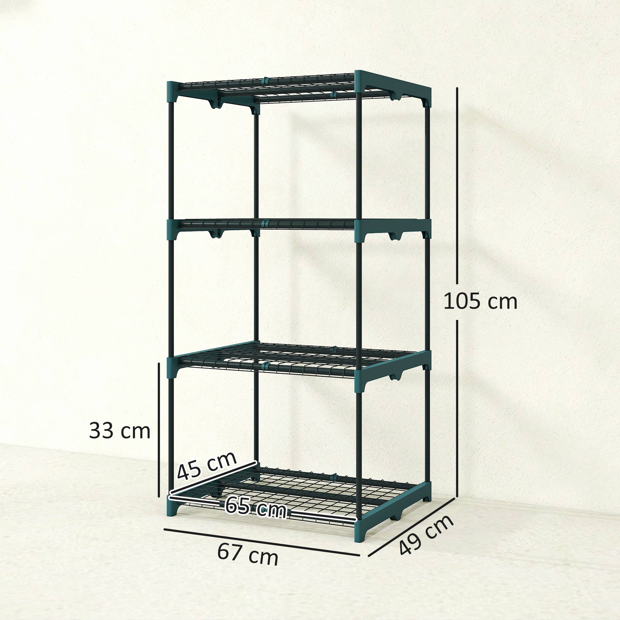 Sans Marque - Étagère à fleurs en acier 4 niveaux intérieur et extérieur support de plantes pour jardin balcon salon 67x49x105cm vert - Image 5