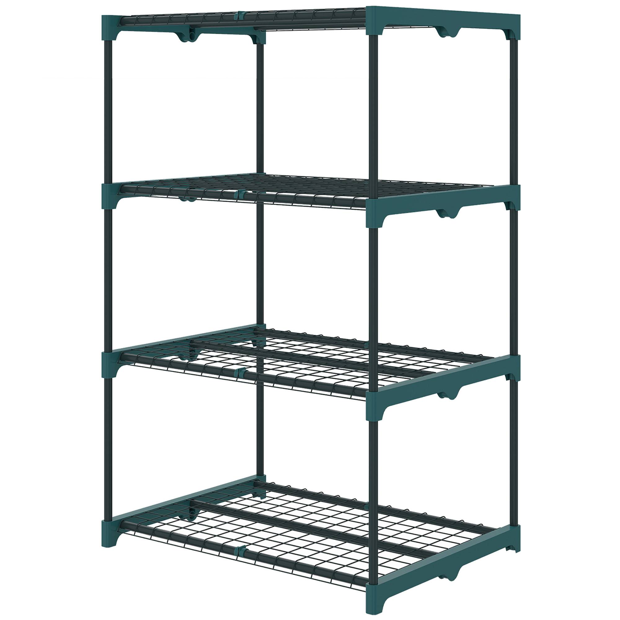 Sans Marque - Étagère à fleurs en acier 4 niveaux intérieur et extérieur support de plantes pour jardin balcon salon 67x49x105cm vert - Image 2