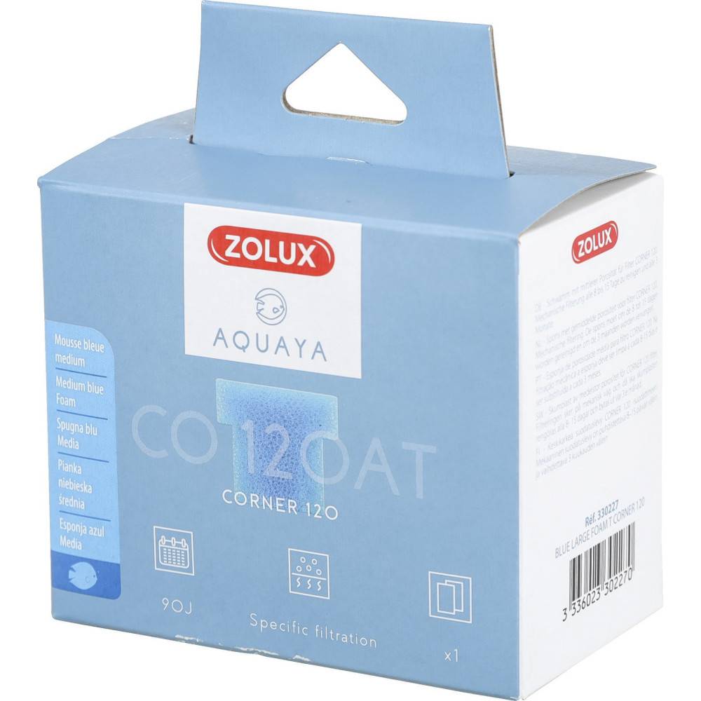 Zolux - Filtre pour pompe corner 120, filtre CO 120 AT mousse bleue medium x1. pour aquarium. - Imagen 3