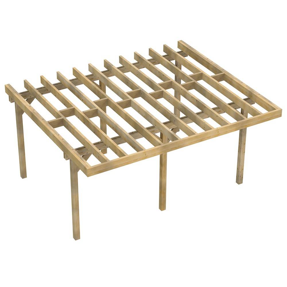 Structure Terrasse Bois Pilotis Autoportée en Kit - 5x4,20m - Solives + Poteaux - Sapin Traité Autoclave - Image 1
