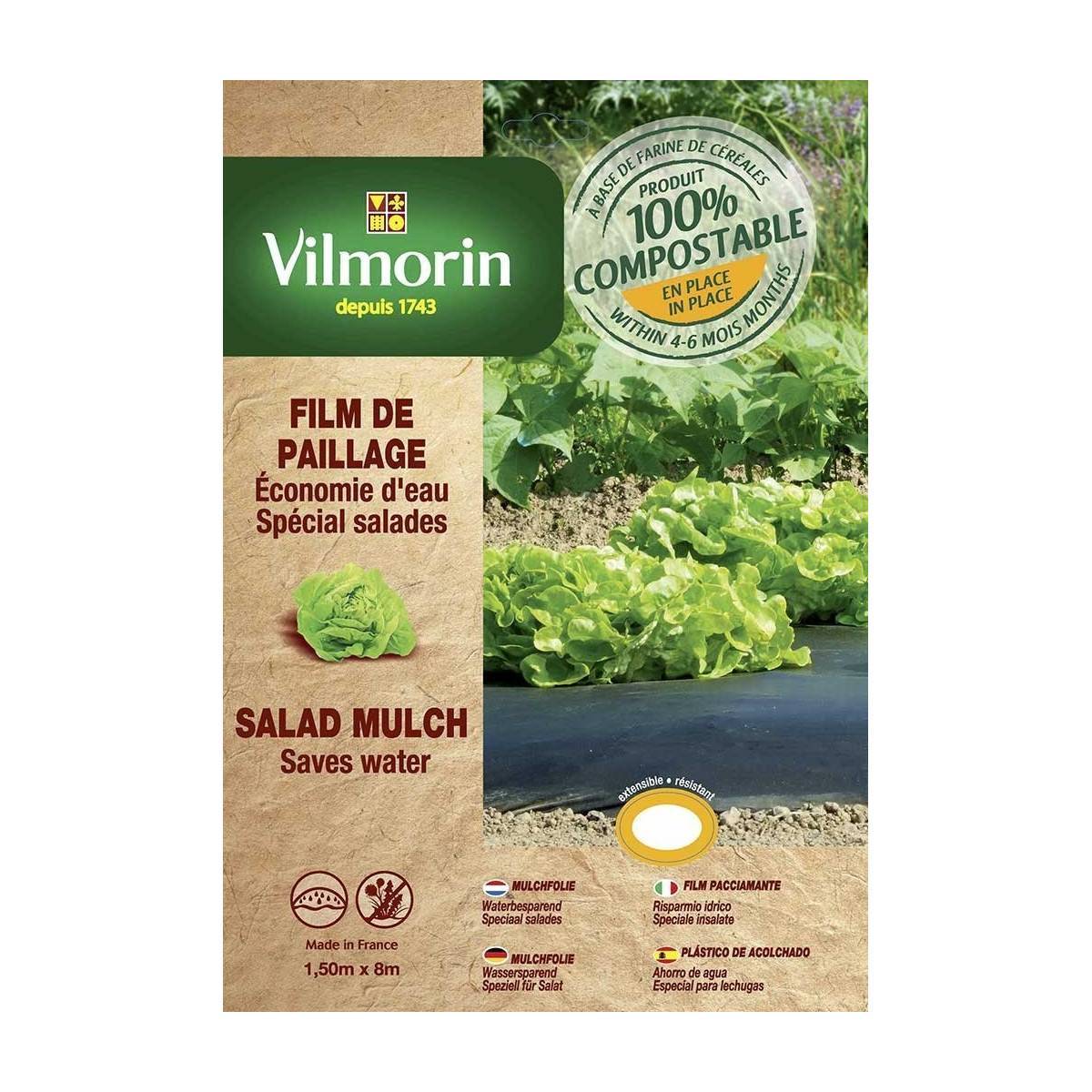 Vilmorin - Film de paillage spécial salades - 1,50m x 8 m - 20m