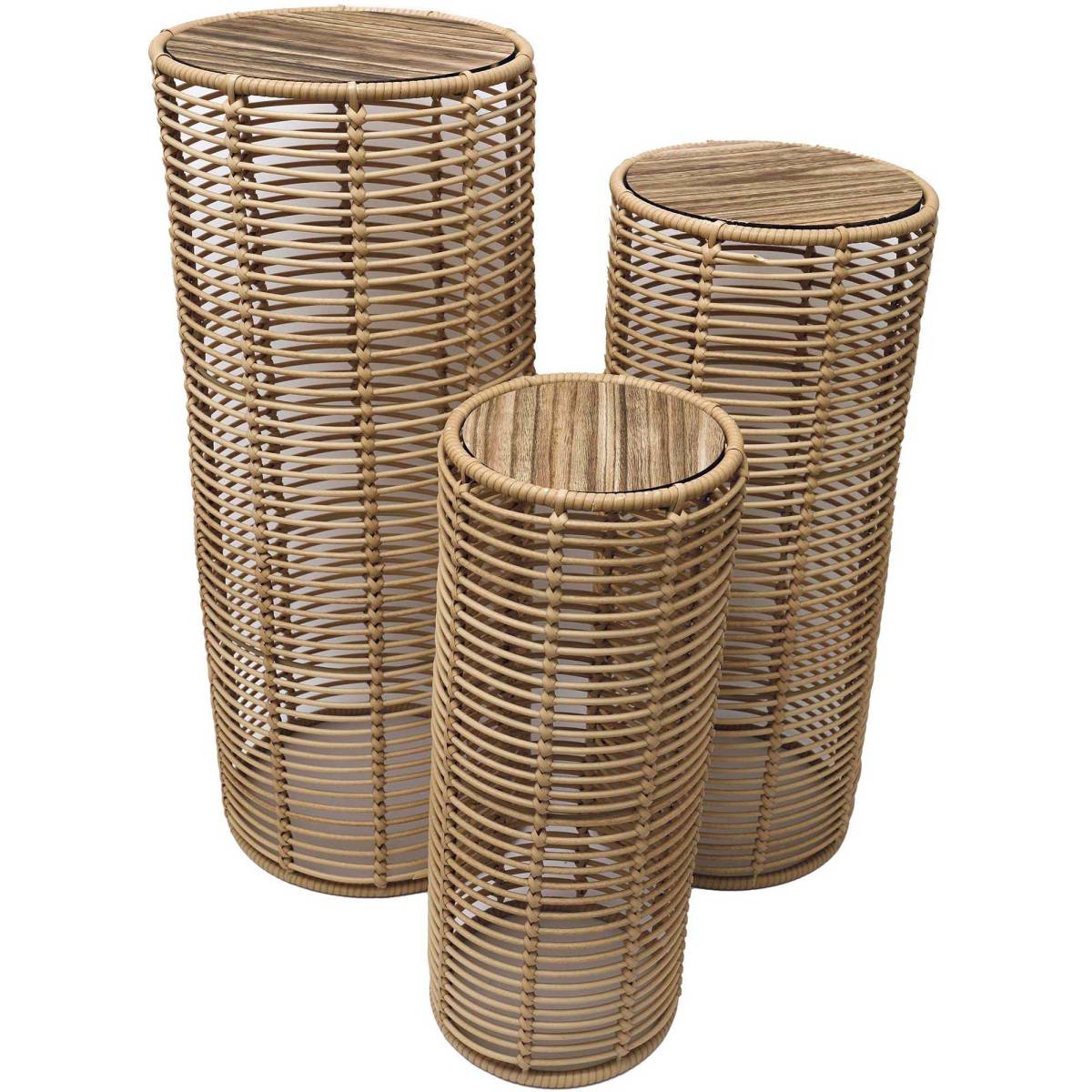 Sil - Support à plantes imitation rotin (Lot de 3)