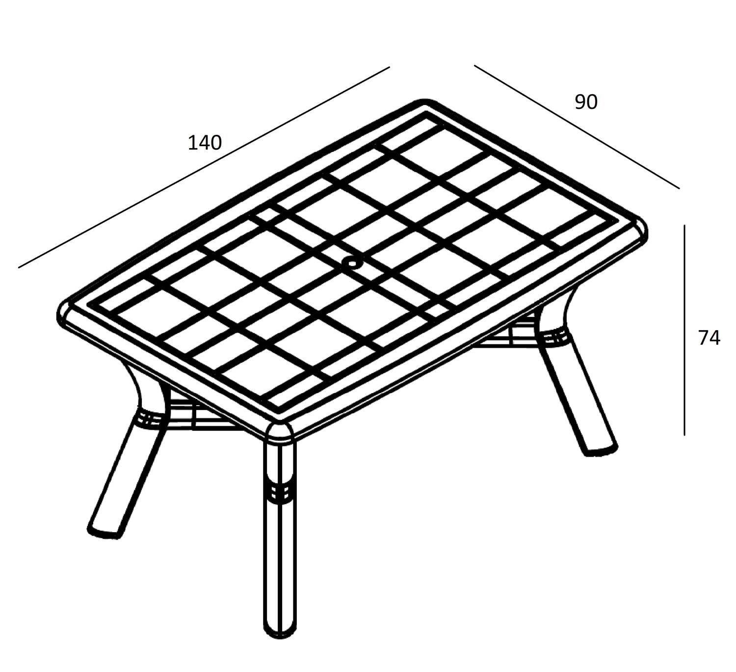 Table rectangulaire recyclée extérieur 140x90 sable DALIA garbar - Image 2
