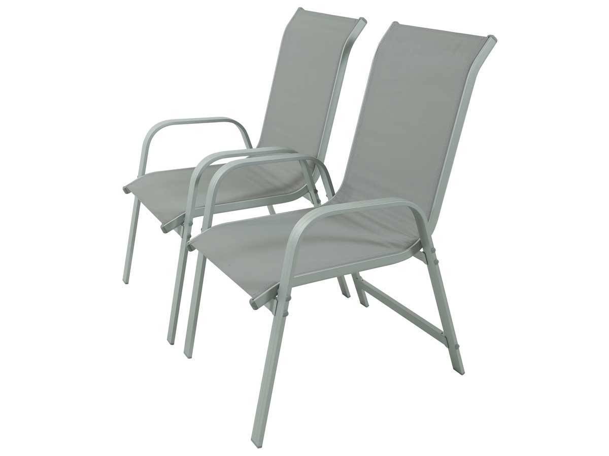 Habitat Et Jardin - Fauteuil Jardin Alu/textilène "porto" - Phoenix - Gris Clair - Lot De 2 -habitat Et Jardin - Imagen 1